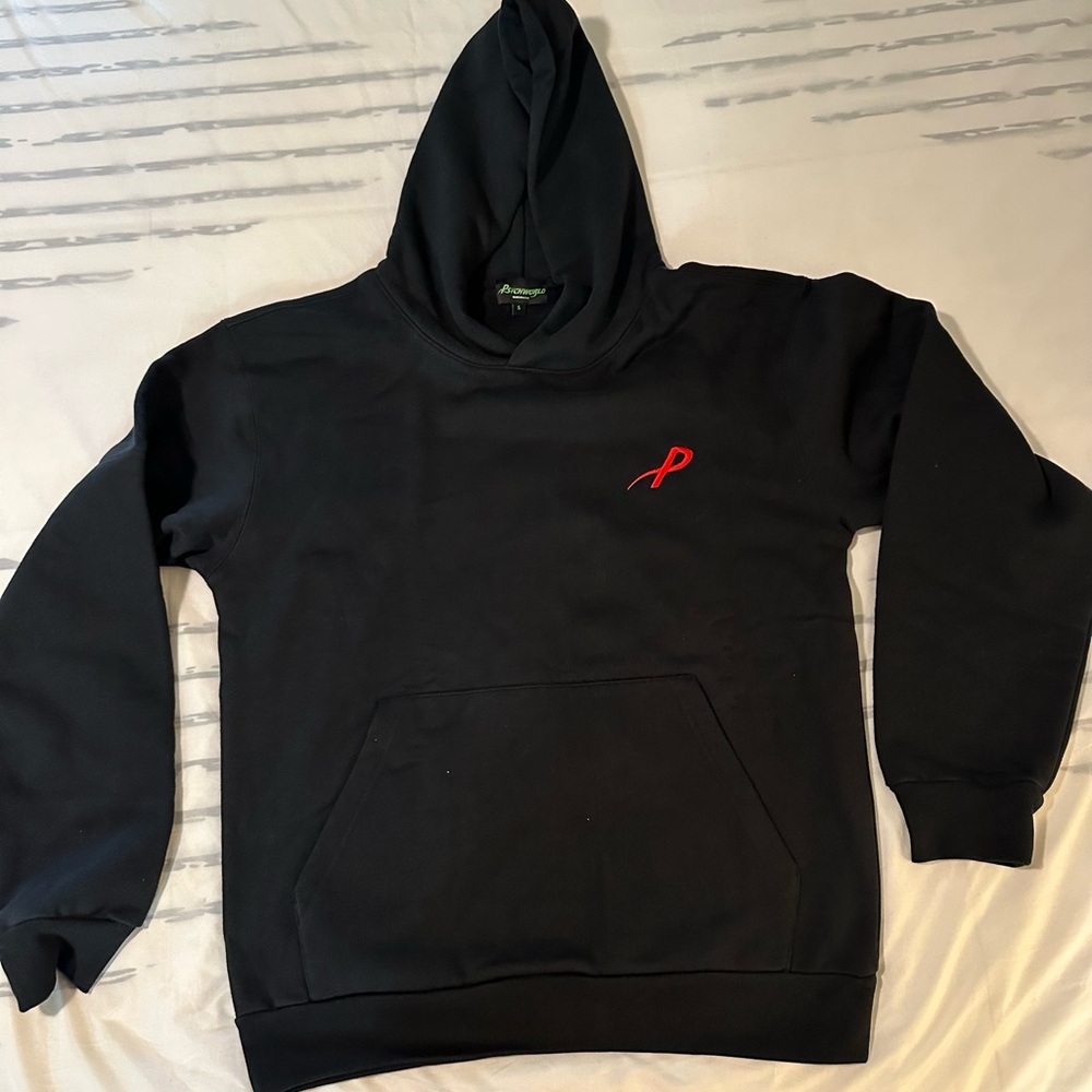 Psychworld heavyweight Black Hoodie with Red Logo